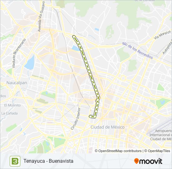 Ruta 3: horarios, paradas y mapas - Tenayuca - Buenavista (Actualizado)