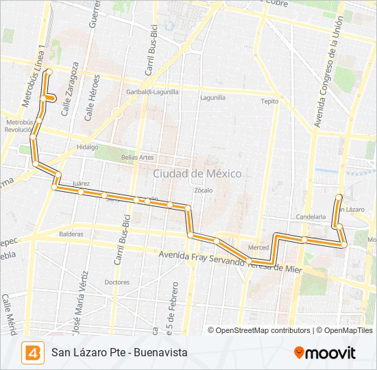 Mapa de 4 de autobús