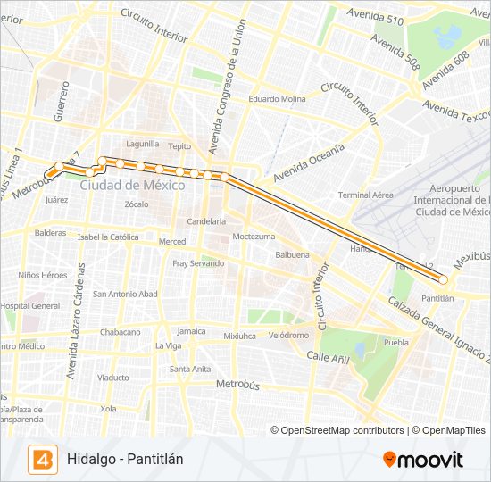 Mapa de 4 de autobús