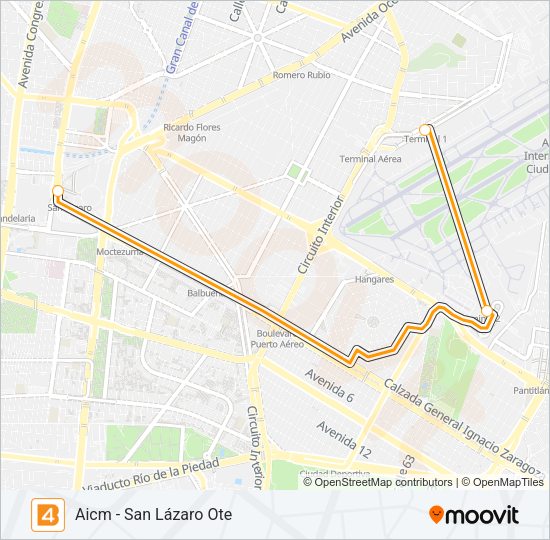 Mapa de 4 de autobús