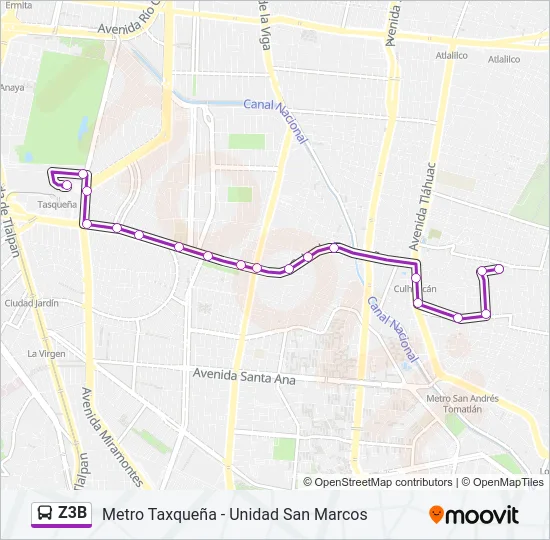 Z3B Bus Line Map