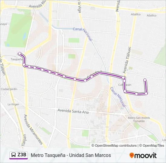 Z3B Bus Line Map