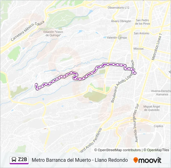 Z2B Bus Line Map