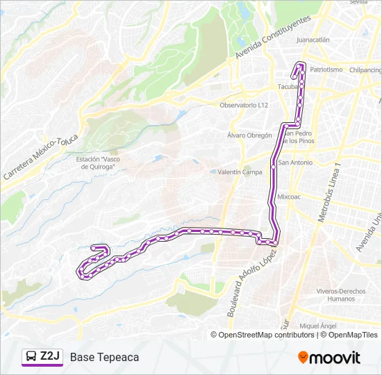 Z2J Bus Line Map