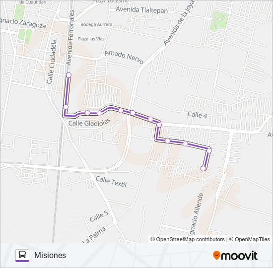 CUAUTITLÁN - MISIONES bus Line Map