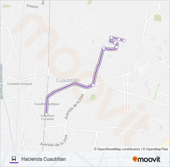 Mapa de CUAUTITLÁN - FRACC. HACIENDA CUAUTITLÁN de autobús
