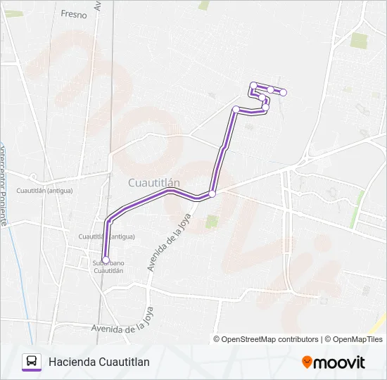 CUAUTITLÁN - FRACC. HACIENDA CUAUTITLÁN Bus Line Map