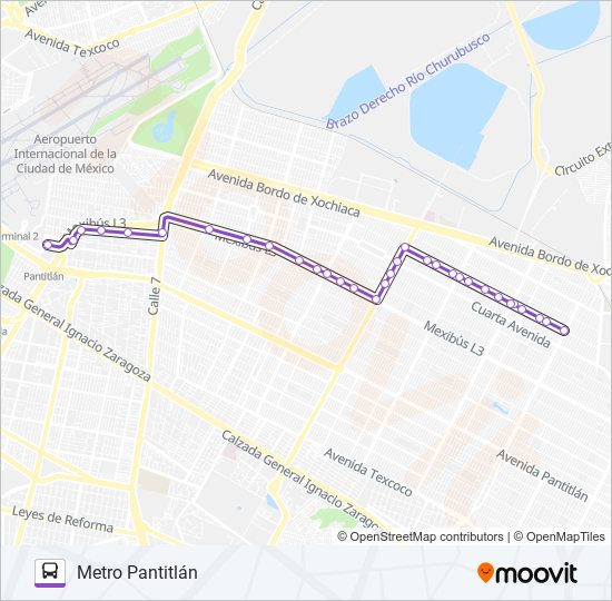 MADRUGADA - METRO PANTITLÁN bus Line Map