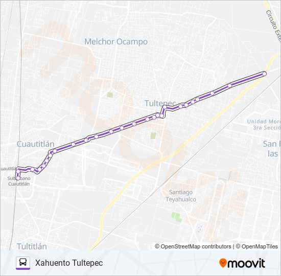 CUAUTITLÁN - XAHUENTO TULTEPEC bus Line Map