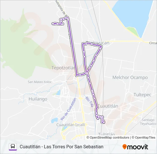 CUAUTITLÁN - LAS TORRES POR SAN SEBASTIAN Bus Line Map