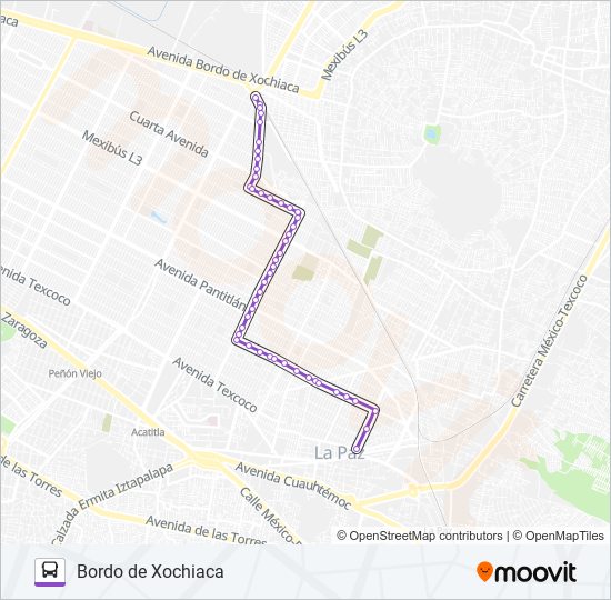 Mapa de VALLE DE LOS REYES ESTADIO NEZA BORDO de autobús