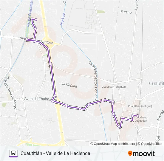 CUAUTITLÁN - VALLE DE LA HACIENDA Bus Line Map