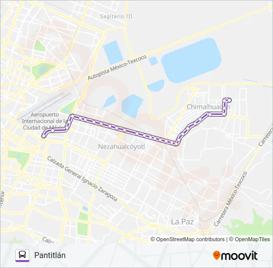 CHIMALHUACAN-PANTITLAN Bus Line Map