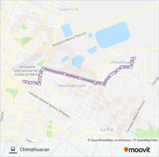 CHIMALHUACAN-PANTITLAN Bus Line Map