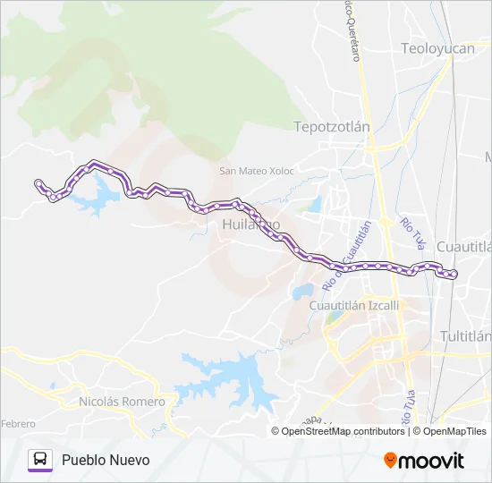 CUAUTITLÁN - PUEBLO NUEVO Bus Line Map
