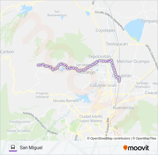 CUAUTITLÁN - SAN MIGUEL Bus Line Map