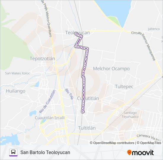 Mapa de CUAUTITLÁN - SAN BARTOLO TEOLOYUCAN de autobús