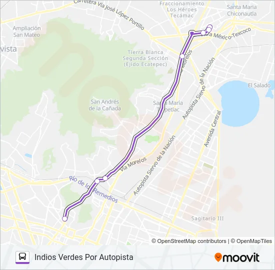 LOS HEROES 5 - INDIOS VERDES Bus Line Map