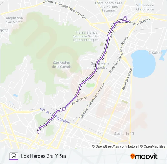 LOS HEROES 5 - INDIOS VERDES Bus Line Map