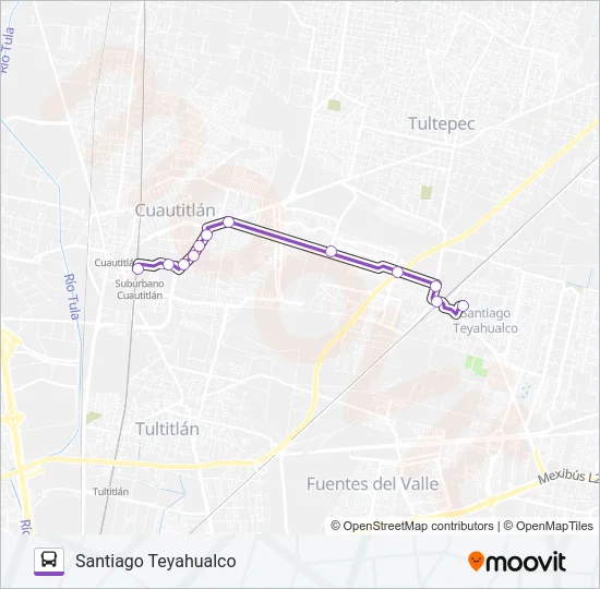 CUAUTITLÁN - SANTIAGO TEYAHUALCO Bus Line Map