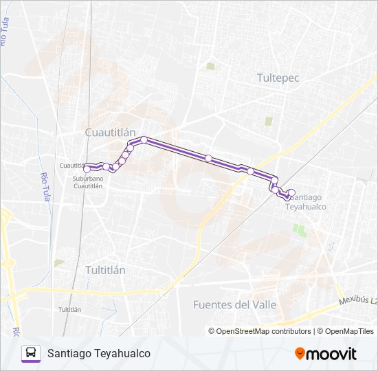 CUAUTITLÁN - SANTIAGO TEYAHUALCO bus Line Map