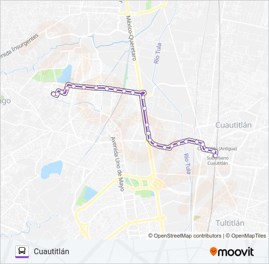 Mapa de COFRADIA - CUAUTITLÁN de autobús