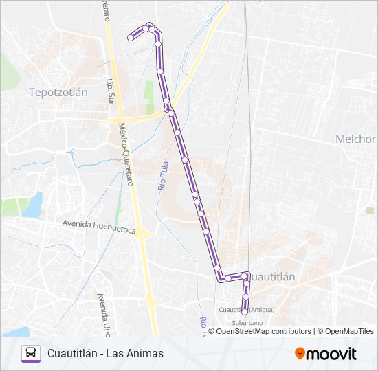 CUAUTITLÁN - LAS ANIMAS bus Line Map