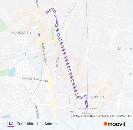 Mapa de CUAUTITLÁN - LAS ANIMAS de autobús