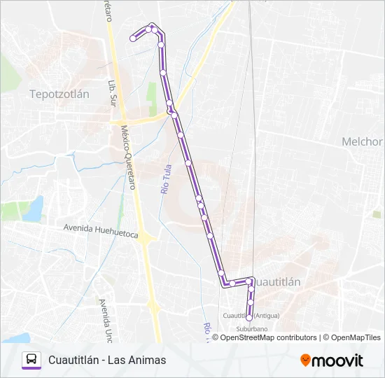 CUAUTITLÁN - LAS ANIMAS Bus Line Map