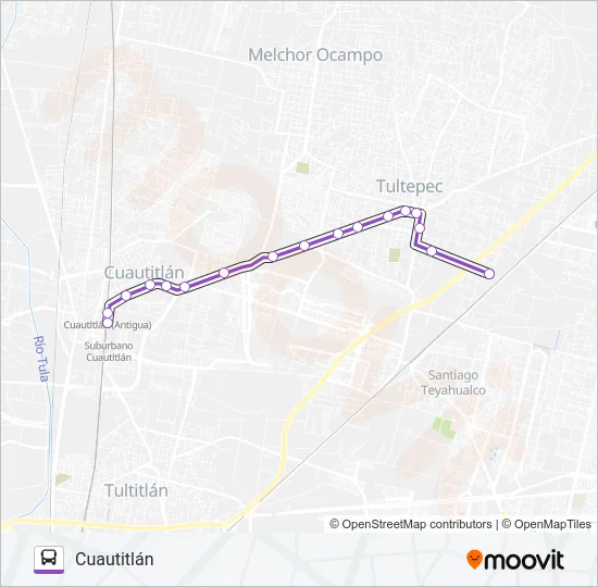 TULTEPEC - CUAUTITLÁN Bus Line Map