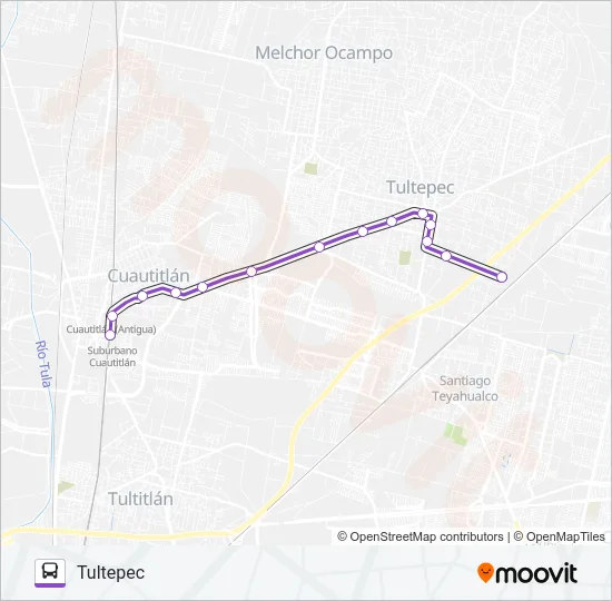 TULTEPEC - CUAUTITLÁN Bus Line Map