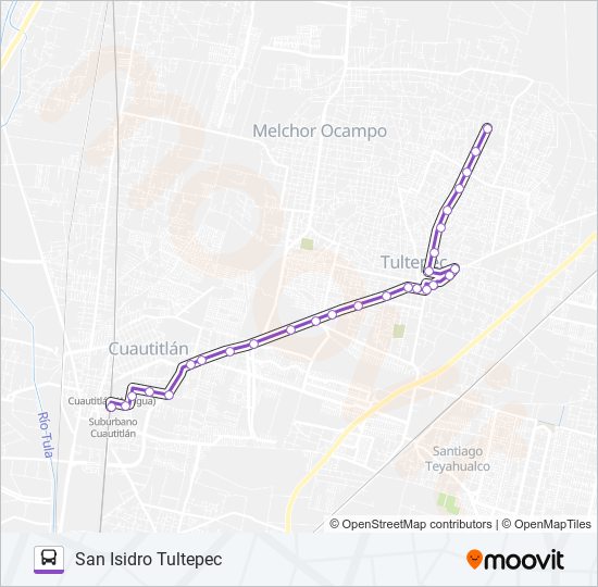 CUAUTITLÁN - SAN ISIDRO TULTEPEC bus Line Map