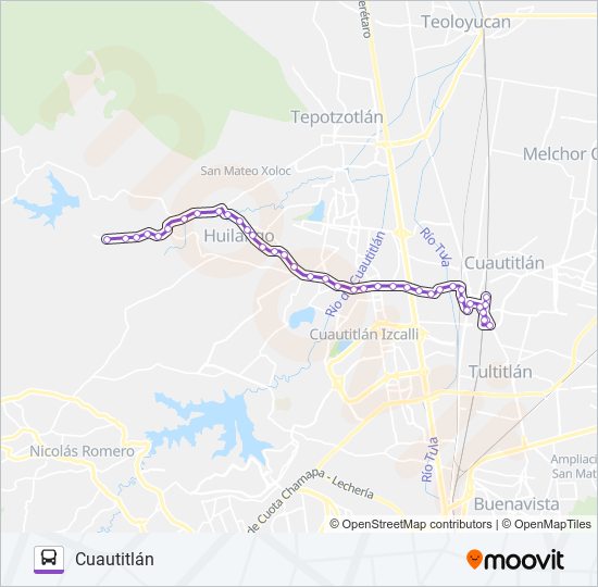 Mapa de SANTIAGO CUAUTLALPAN - CUAUTITLÁN de autobús