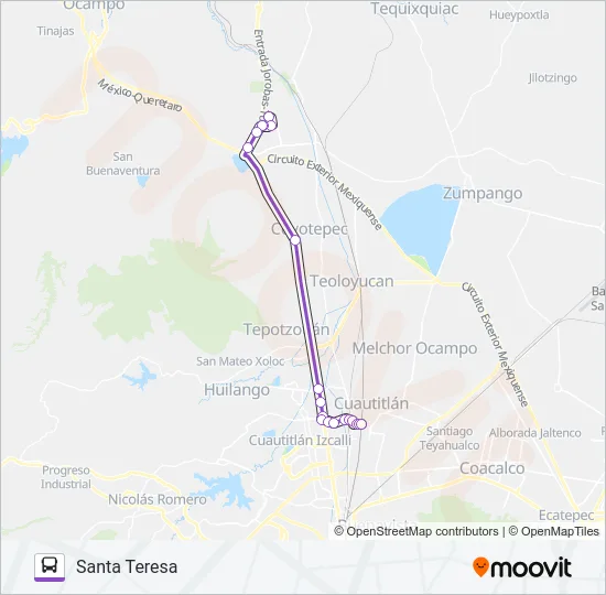 CUAUTITLÁN - SANTA TERESA Bus Line Map