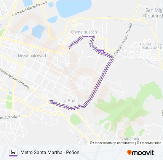 PEÑON- METRO SANTA MARTHA bus Line Map