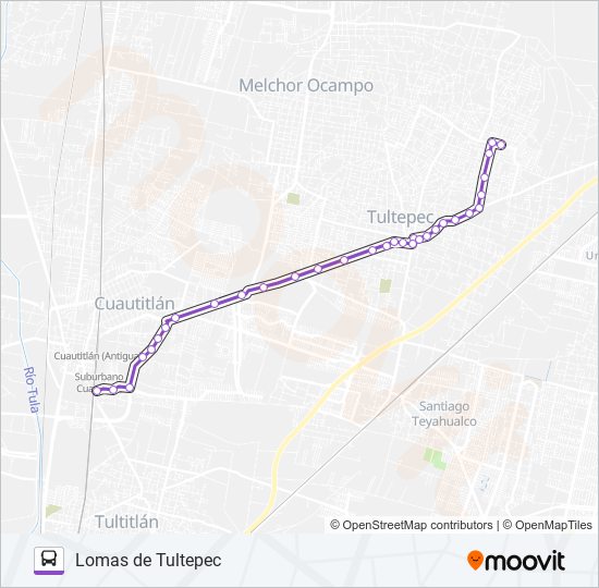 Mapa de CUAUTITLÁN - LOMAS DE TULTEPEC de autobús