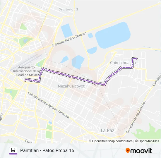 PANTITLÁN- PREPA 16 Bus Line Map