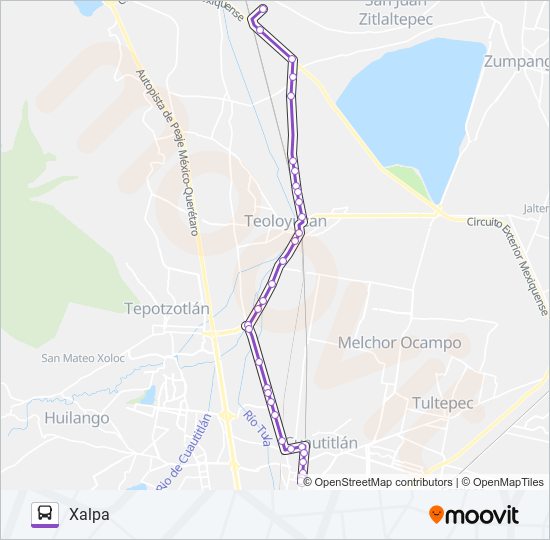 Mapa de CUAUTITLÁN - XALPA de autobús