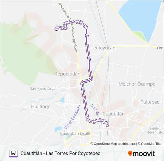CUAUTITLÁN - LAS TORRES POR COYOTEPEC Bus Line Map