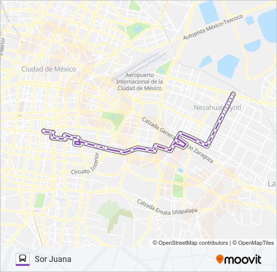 Mapa de SOR JUANA - METRO XOLA de autobús