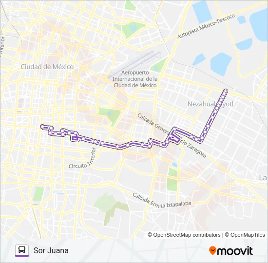 SOR JUANA - METRO XOLA Bus Line Map