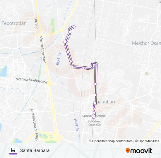 CUAUTITLÁN - SANTA BARBARA Bus Line Map