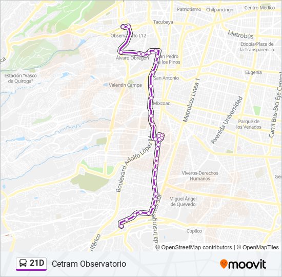 Mapa de 21D de autobús