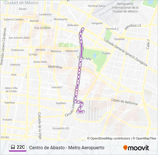 22C Bus Line Map