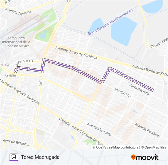 TOREO - M. PANTITLAN Bus Line Map