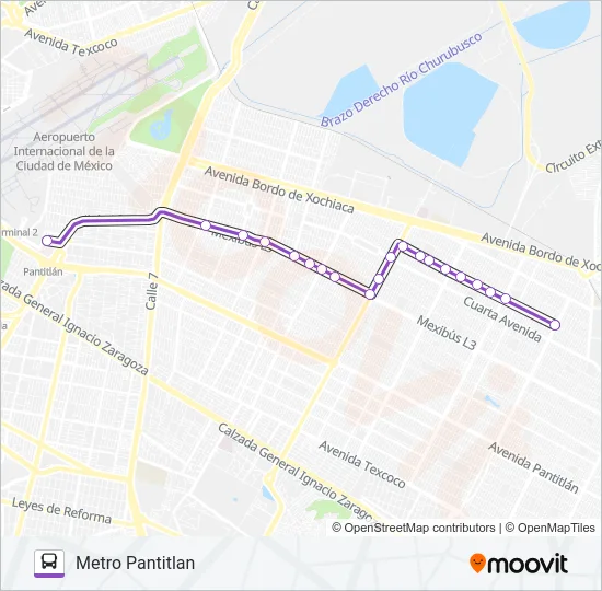 TOREO - M. PANTITLAN Bus Line Map