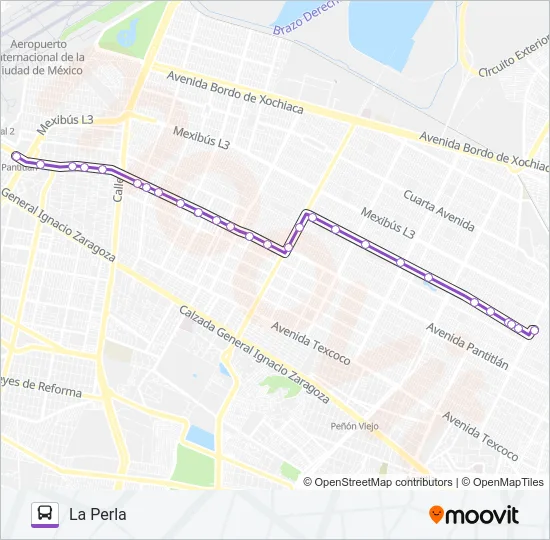 ESCONDIDA-HOSPITAL GRAL. LA PERLA - M. PANTITLÁN Bus Line Map