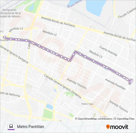 ESCONDIDA-HOSPITAL GRAL. LA PERLA - M. PANTITLÁN Bus Line Map