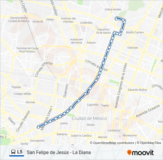 L5 Bus Line Map