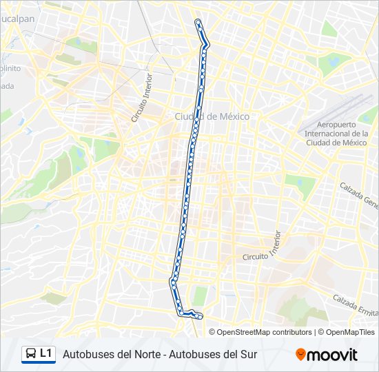 Mapa de L1 de autobús